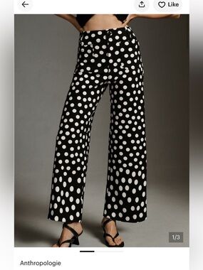 Anthropologie Colette Black Polka Dot wide leg pants - size 27